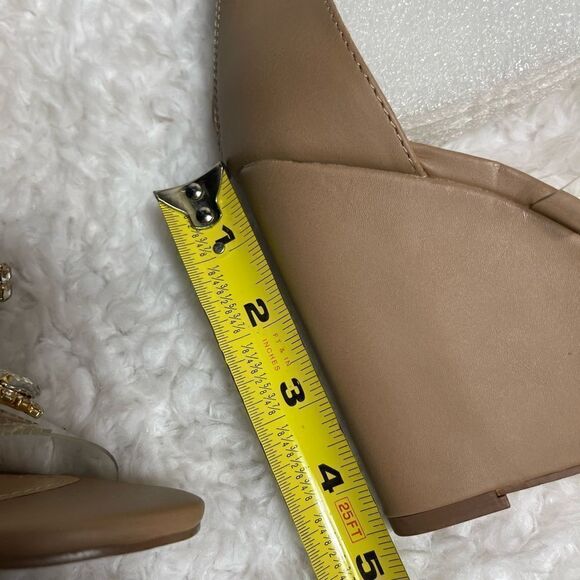 Shoe Dazzle Yulanda clear Gladiator wedge sandals jewels&gold tone accents SZ8.5 - Picture 10 of 14